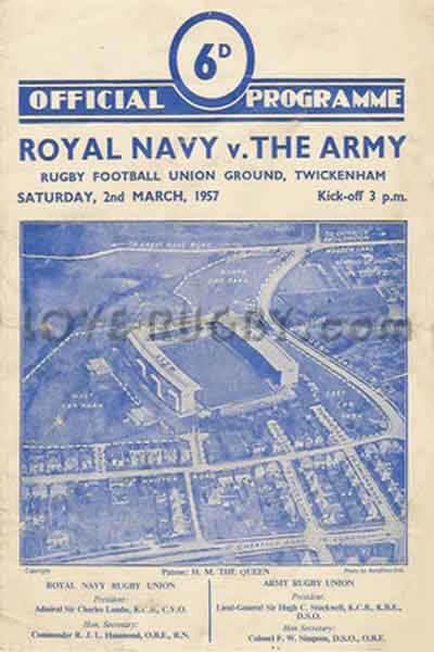1957 Navy (UK) v Army (UK)  Rugby Programme
